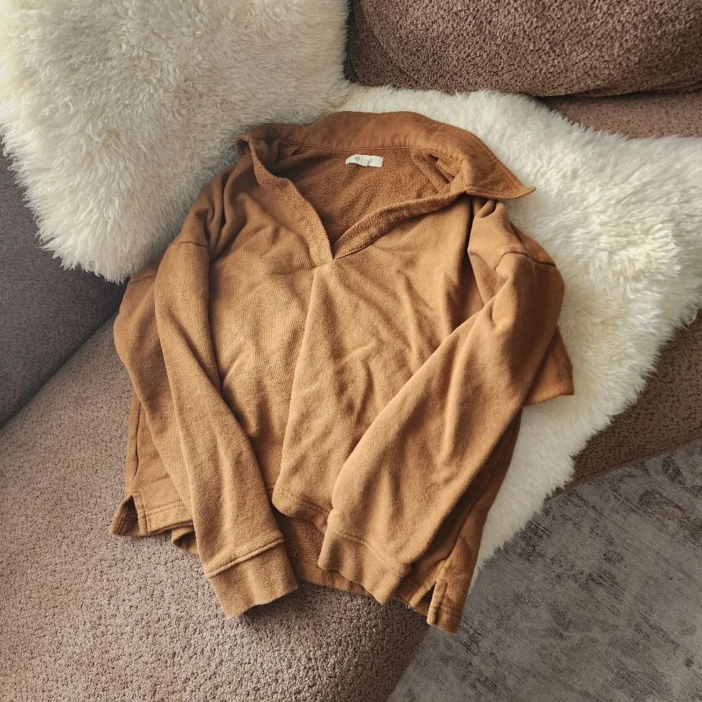 Madewell Cotton Hemp Oversized Polo Sweatshirt